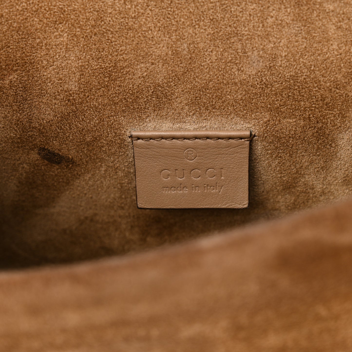 GG Supreme Monogram Suede Crystal Small Dionysus Shoulder Bag Beige Ebony Taupe