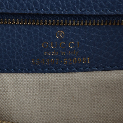 Gucci Dollar Calfskin Medium Swing Tote Peonia Flower Washed Blue 7 of 7
