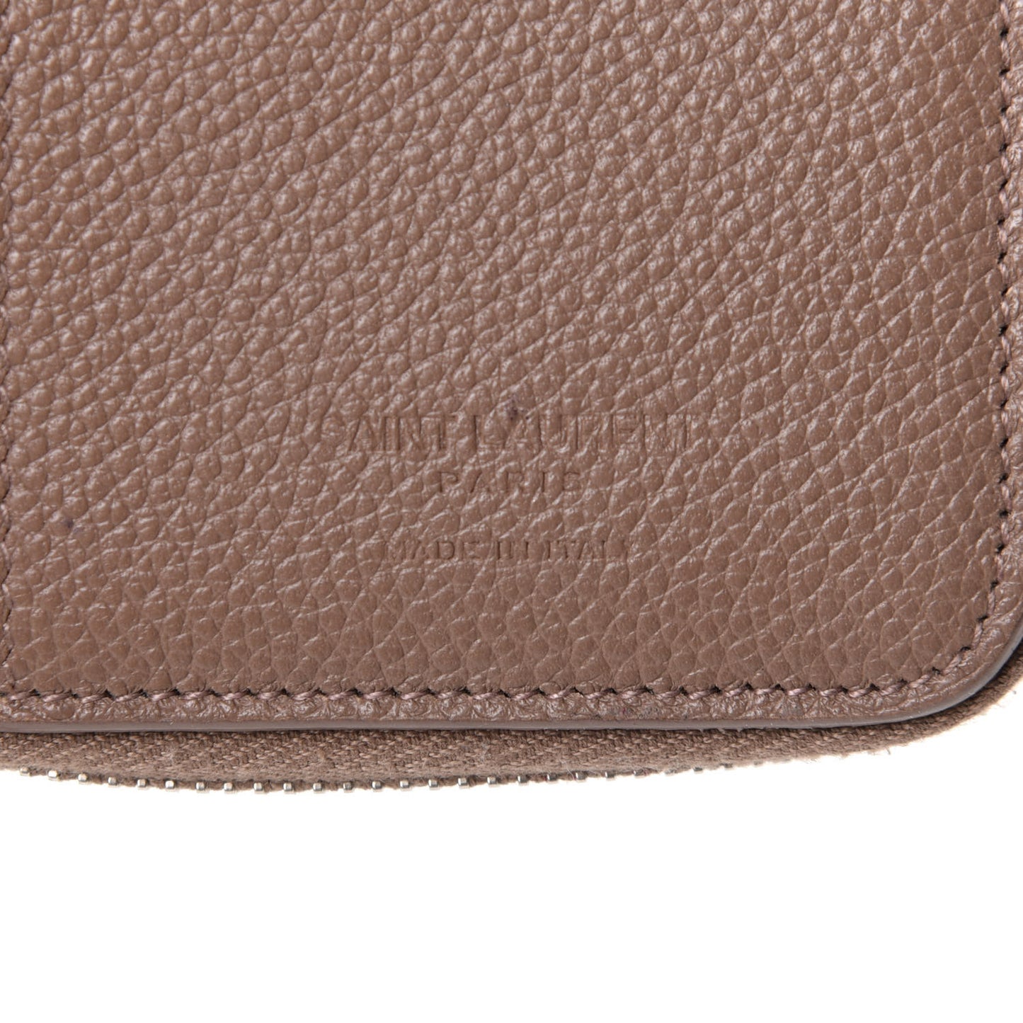 Grained Calfskin Rive Gauche Compact Zip Around Wallet Taupe