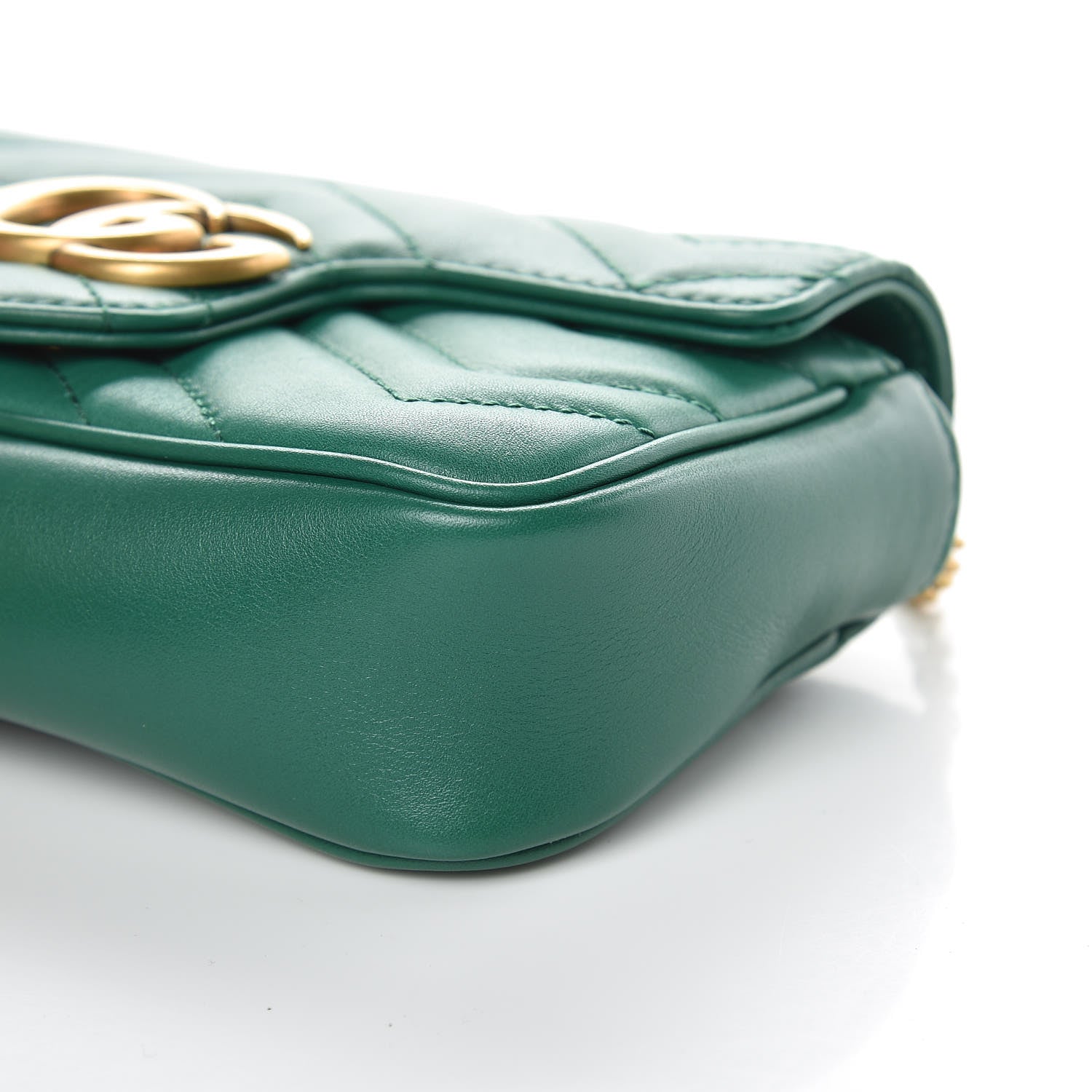 Gucci Calfskin Matelasse Super Mini GG Marmont Shoulder Bag Emerald Green 9 of 11