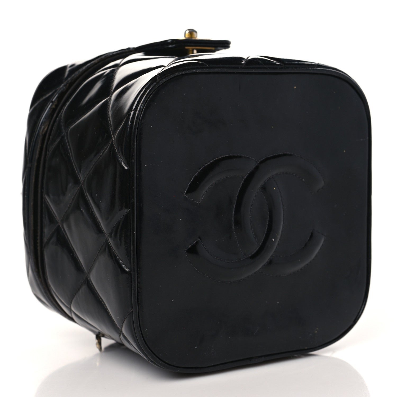 Chanel Patent Quilted Vanity Cosmetic Case Black 3 of 14