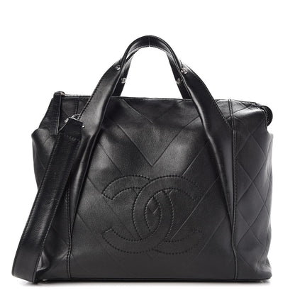 Chanel Calfskin CC Chevron All Day Long Tote Black 1 of 13