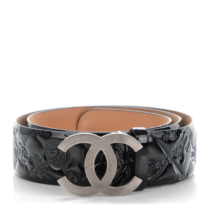 Chanel Patent Calfskin Quilted Lucky Symbols CC Belt 85 34 Black 1 of 7