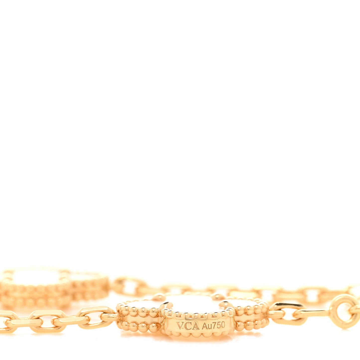 18K Yellow Gold Mother of Pearl 10 Motifs Vintage Alhambra Necklace