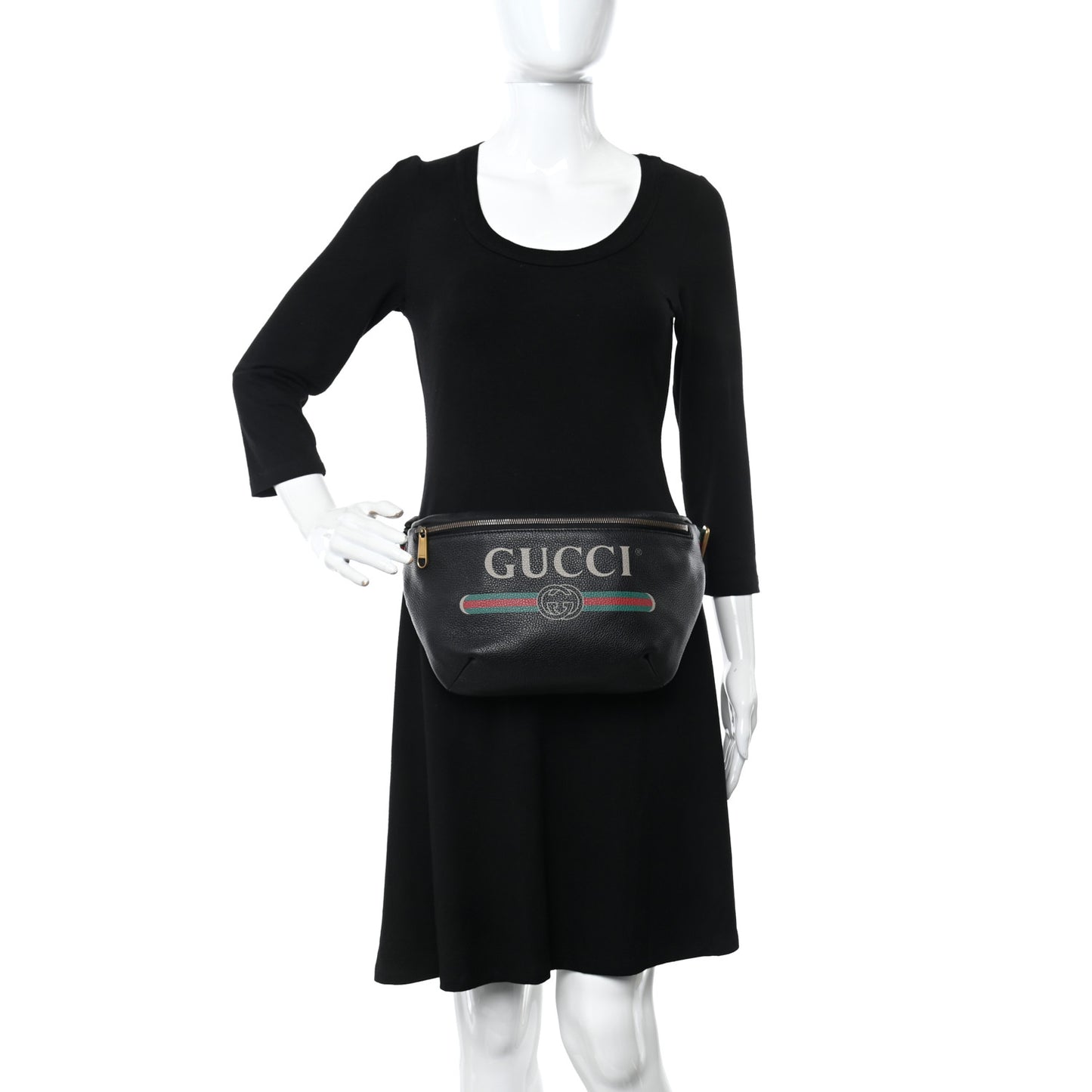 Grained Calfskin Logo Belt Bag Black