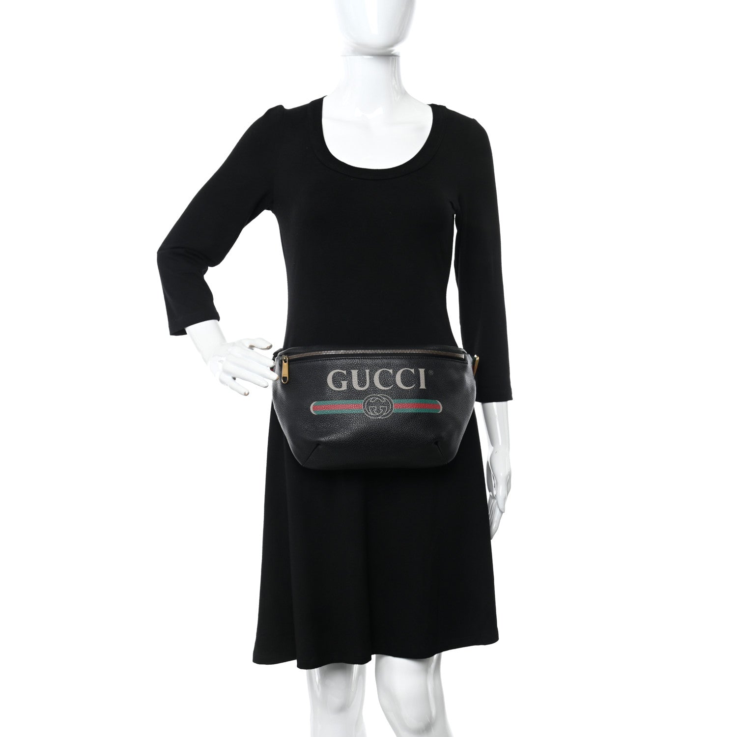 Gucci Grained Calfskin Logo Belt Bag Black 2 of 10