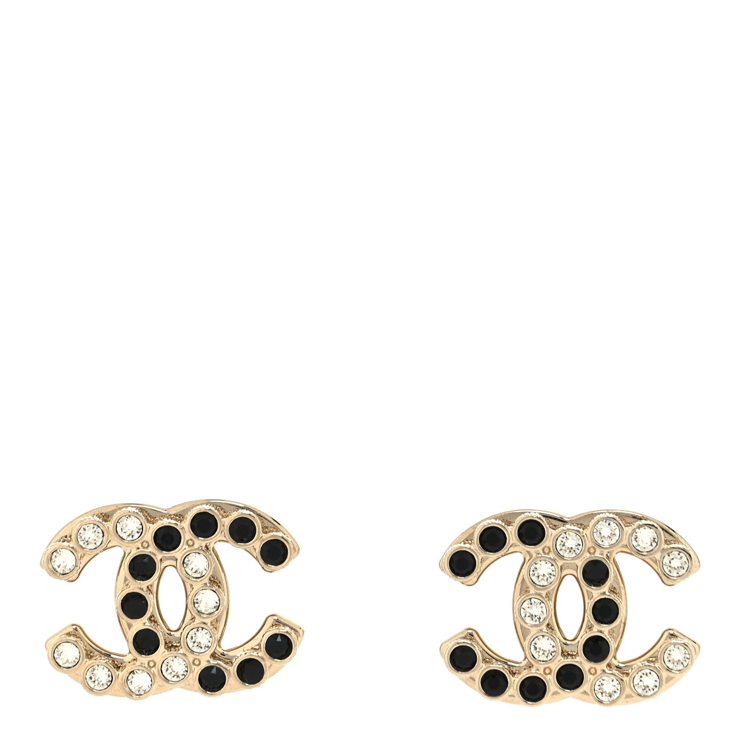 Chanel Crystal CC Earrings Black Gold 1 of 4