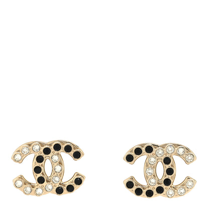 Chanel Crystal CC Earrings Black Gold 1 of 4