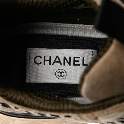 Chanel Suede Calfskin Embroidered CC Sneakers 36 Beige Black 7 of 12