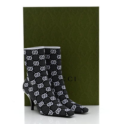 Gucci Technical Jersey Knit GG Monogram Square G 75mm Ankle Boots 38 Black Great White 9 of 9