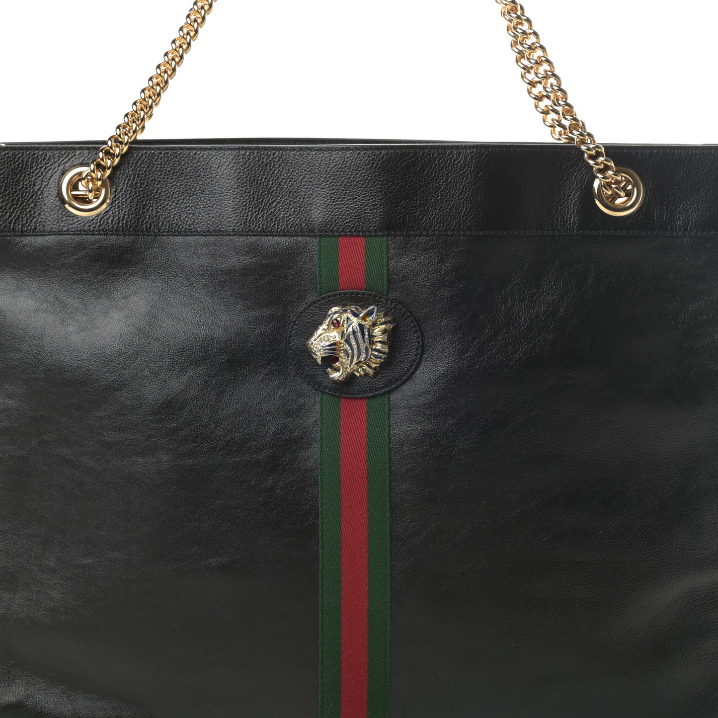 Calfskin Large Rajah Chain Tote Black