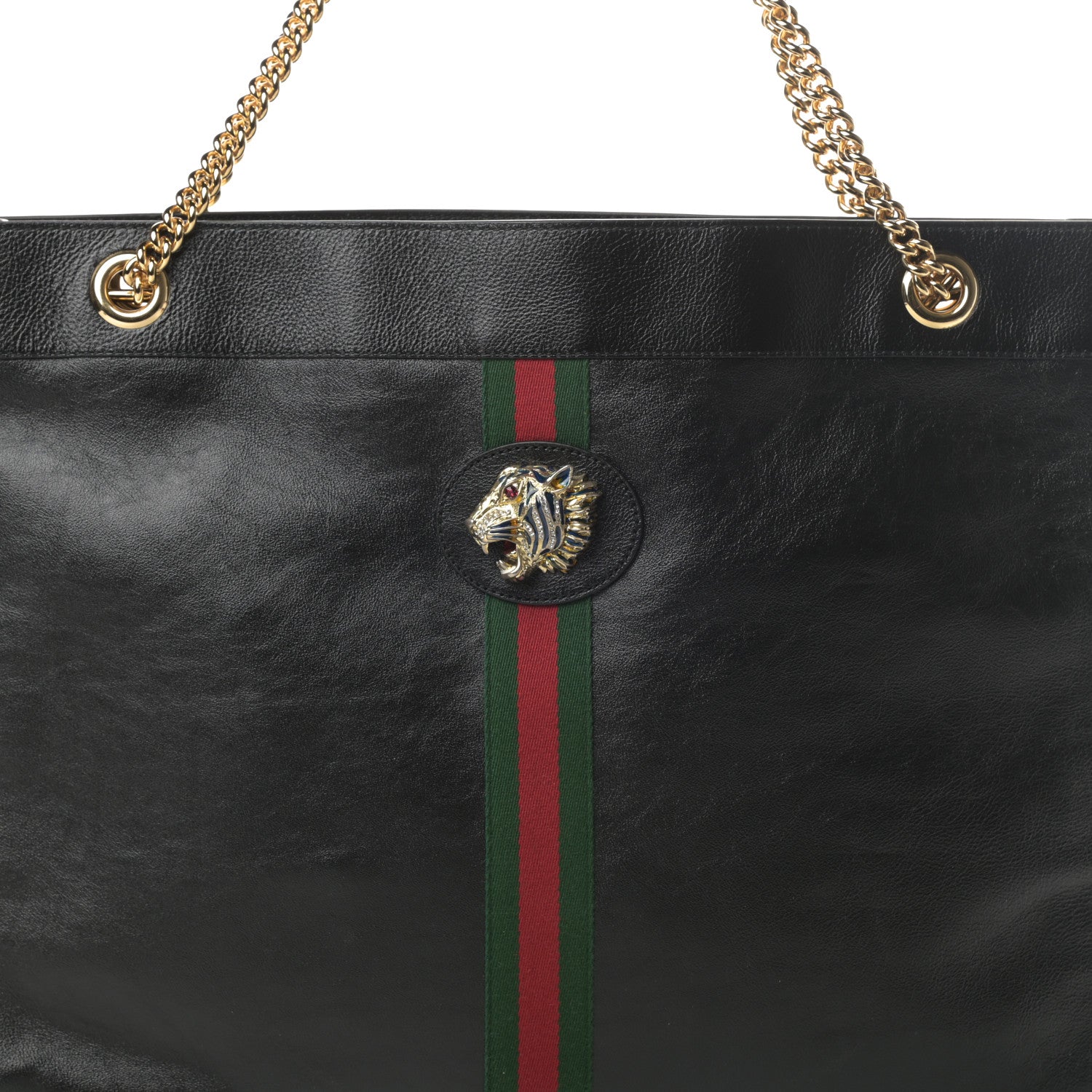 Gucci Calfskin Large Rajah Chain Tote Black 9 of 13
