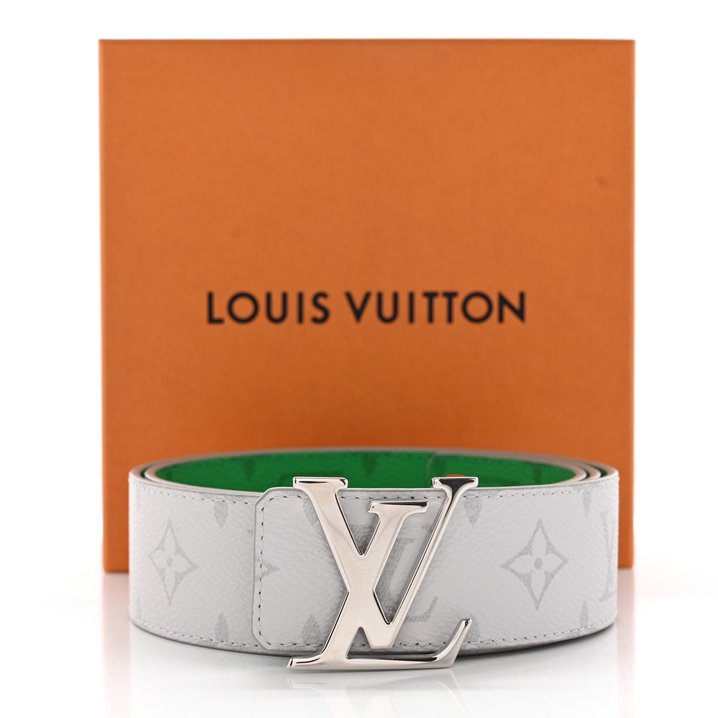 Monogram 40mm Reversible LV Initiales Belt 85 34 White Green