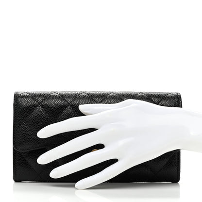 Chanel Caviar Quilted Long Flap Wallet Black 2 of 9