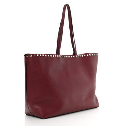 Valentino Garavani Grained Calfskin Rockstud Shoulder Tote Cerise 3 of 9