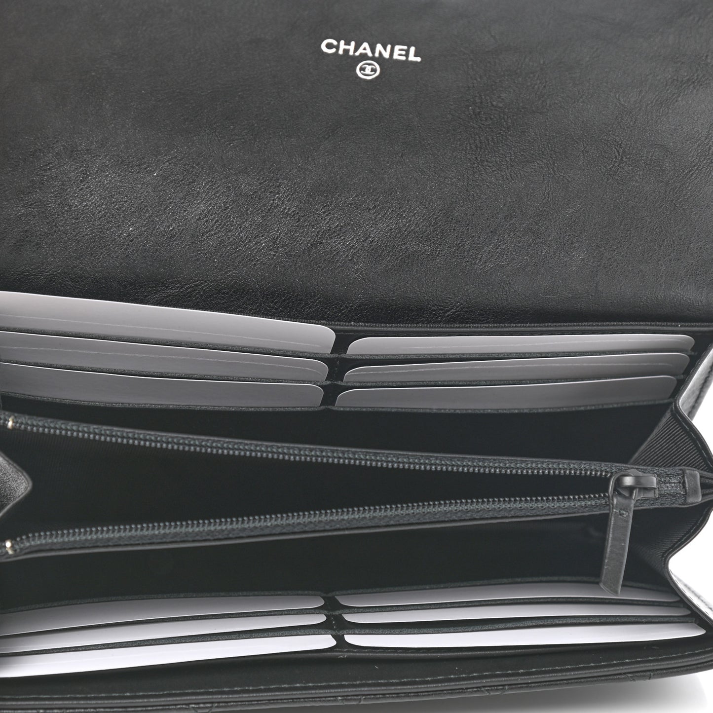 Crumpled Calfskin Quilted Large Flap Wallet So Black