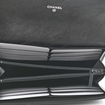 Chanel Crumpled Calfskin Quilted Large Flap Wallet So Black 5 of 9