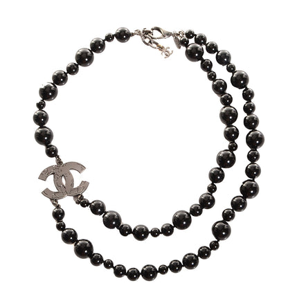 Chanel Glass Bead CC Map Short Necklace Ruthenium Black 1 of 6
