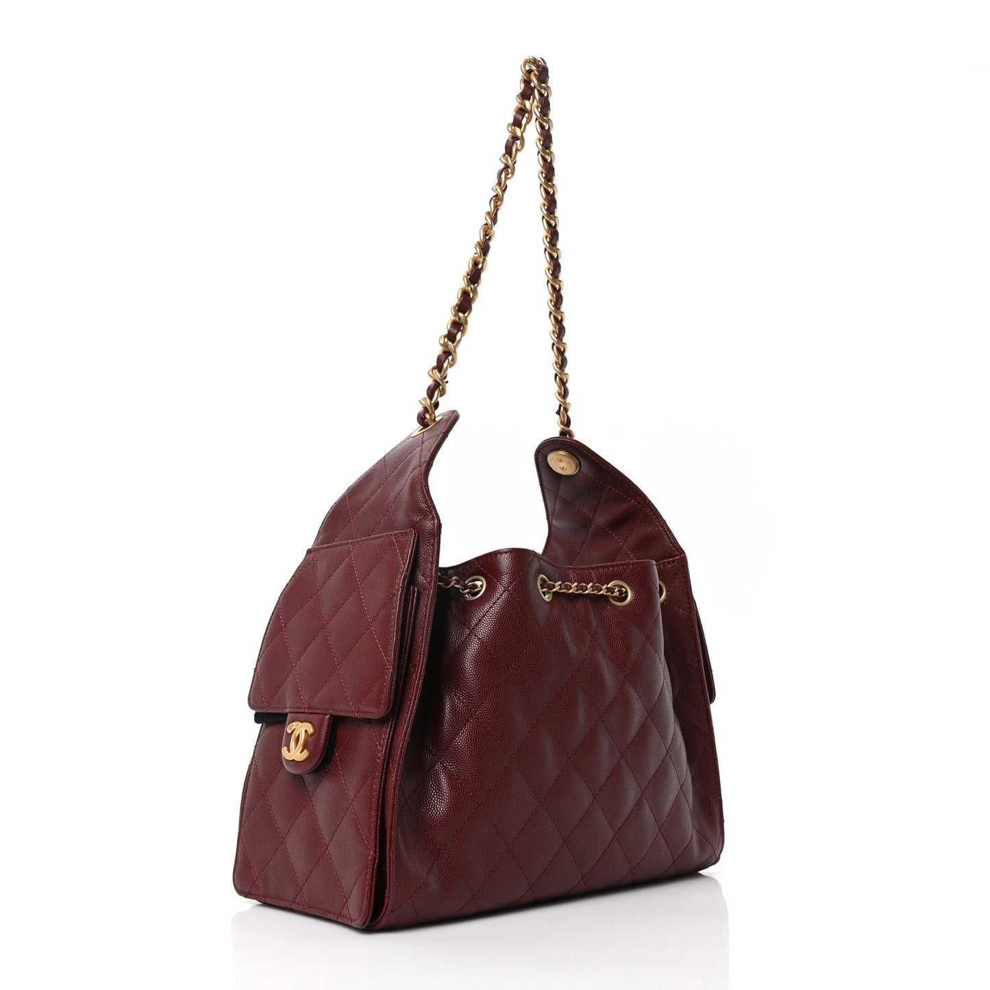 Caviar Quilted Small Chanel 25 Handbag Burgundy