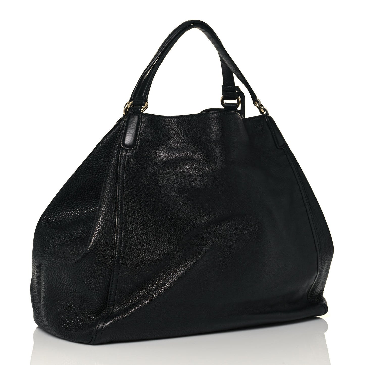 Pebbled Calfskin Large Soho Shoulder Bag Black