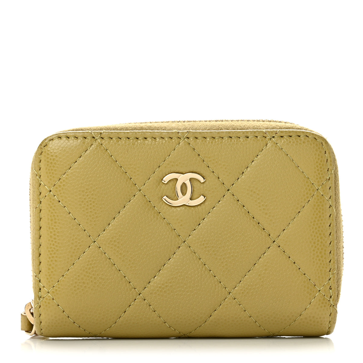 Chanel Caviar Quilted Zip Around Coin Purse Light Green 1 of 9