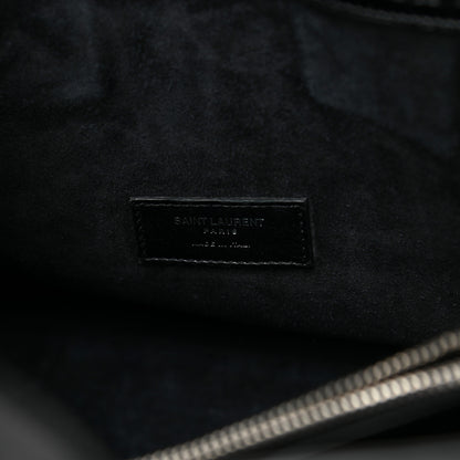 Saint Laurent Calfskin Crocodile Embossed Small Supple Sac de Jour Black 6 of 11