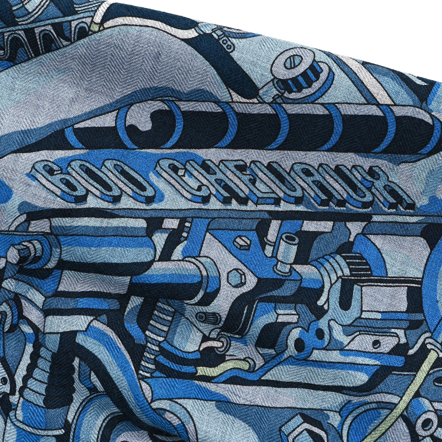 Hermes Cashmere Silk 600 Chevaux Rectangle Scarf Marine Gris Chine