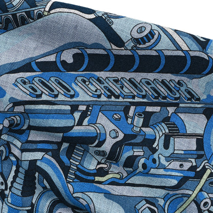 Hermes Cashmere Silk 600 Chevaux Rectangle Scarf Marine Gris Chine 7 of 7