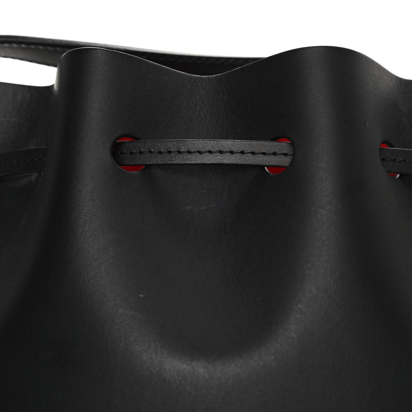 Vegetable Tanned Calfskin Mini Bucket Bag Black Flamma