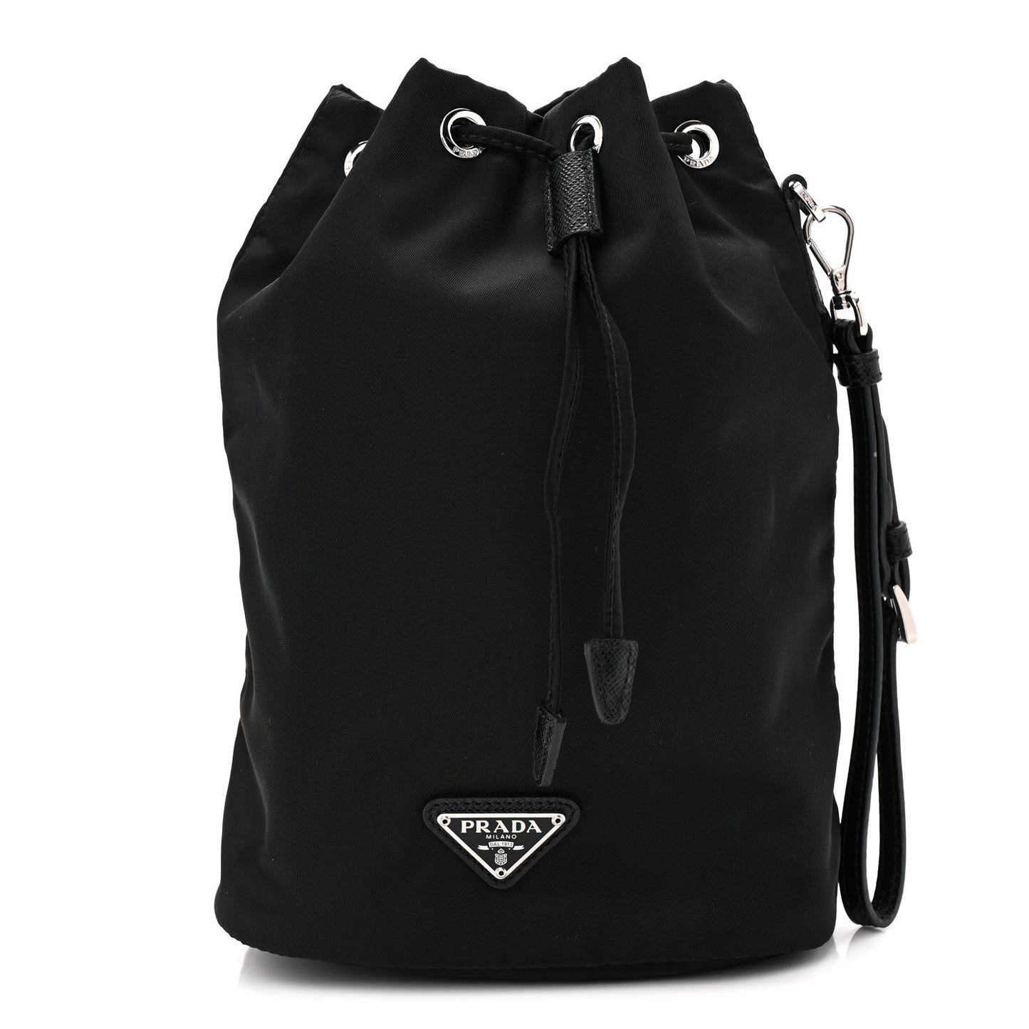 Re-Nylon Vela Drawstring Wristlet Pouch Black