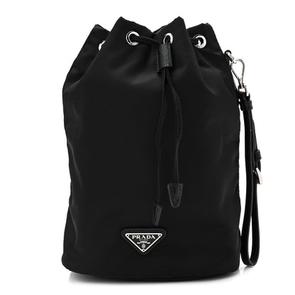 Prada Re-Nylon Vela Drawstring Wristlet Pouch Black 1 of 12