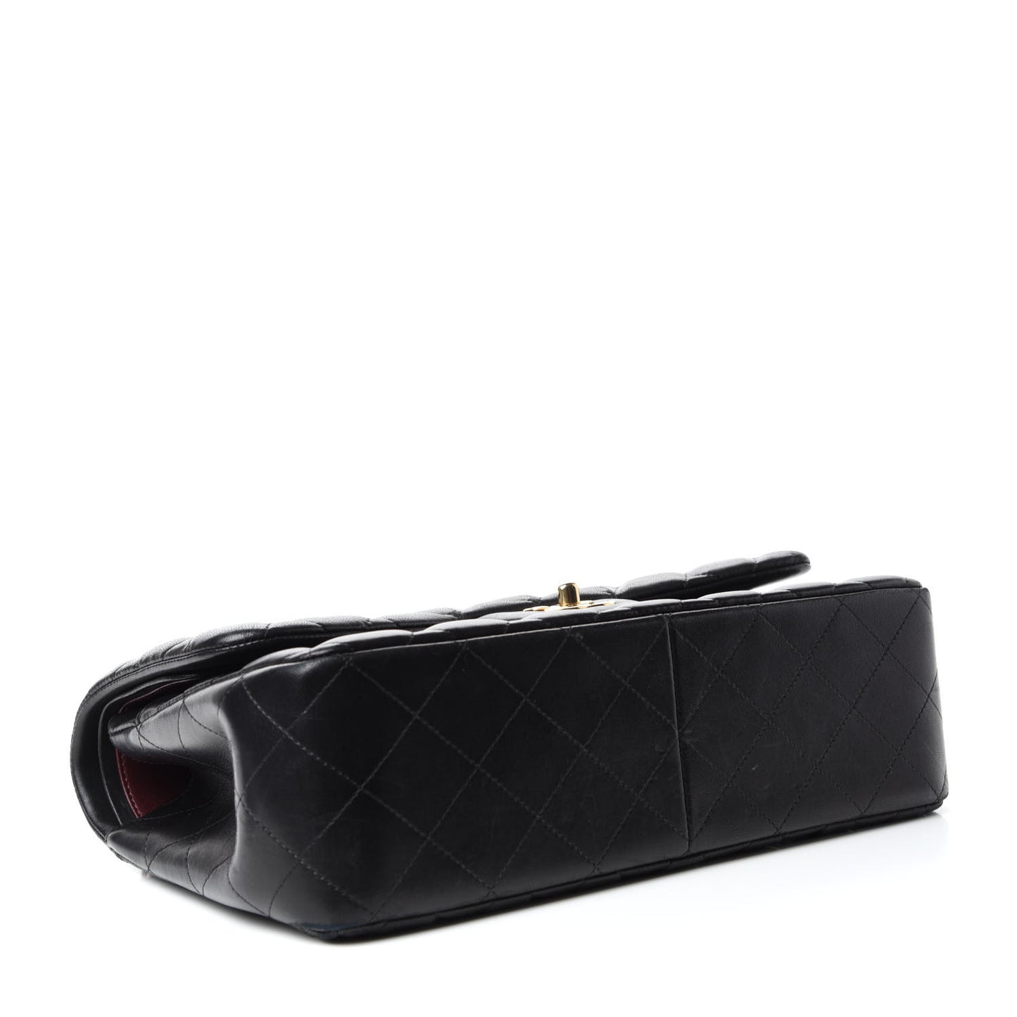 Lambskin Quilted Jumbo Double Flap Black