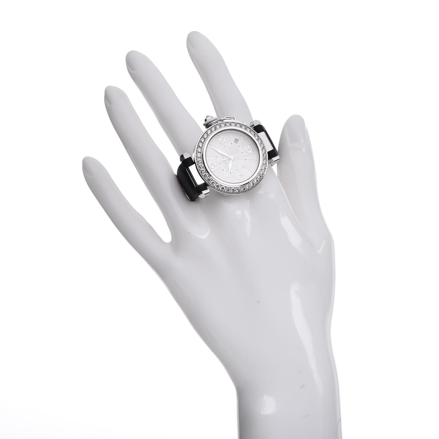 Cartier 18K White Gold Satin Diamond Bezel 32mm Pasha C Automatic Watch 2 of 7