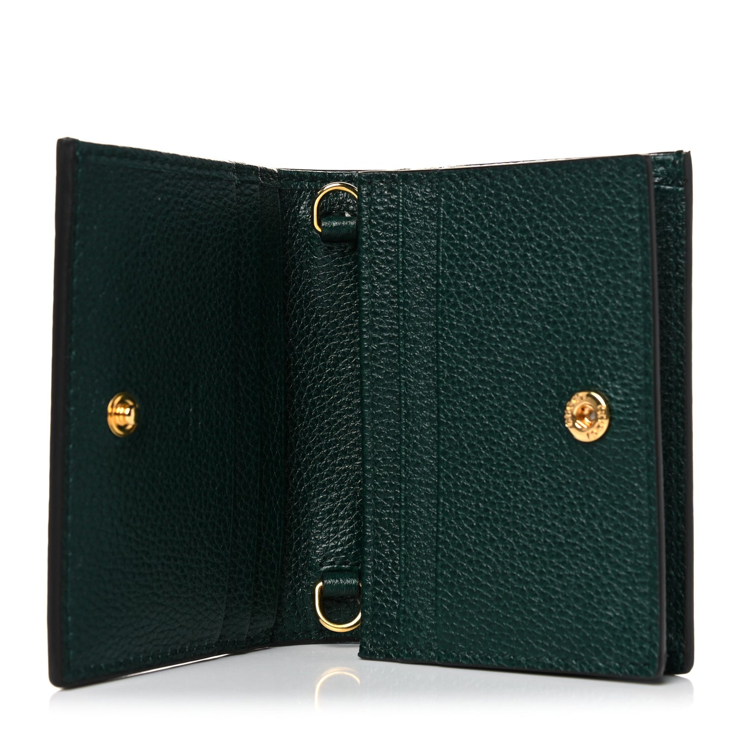 Grainy Calfskin Zumi Chain Card Case Wallet Vintage Green