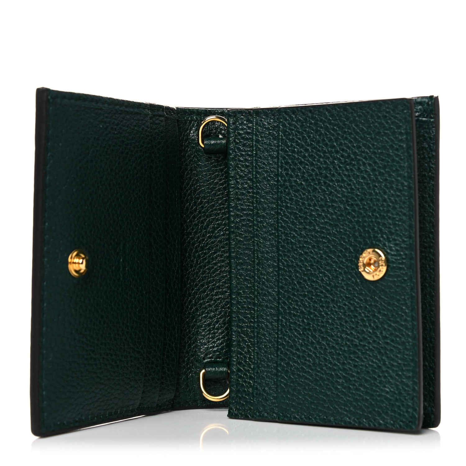 Gucci Grainy Calfskin Zumi Chain Card Case Wallet Vintage Green 5 of 10