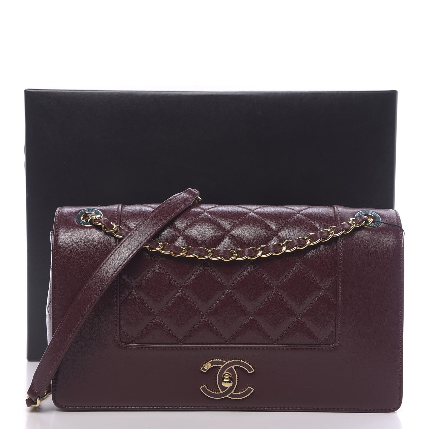 Chanel Sheepskin Quilted Vintage Mademoiselle Flap Dark Red 11 of 11
