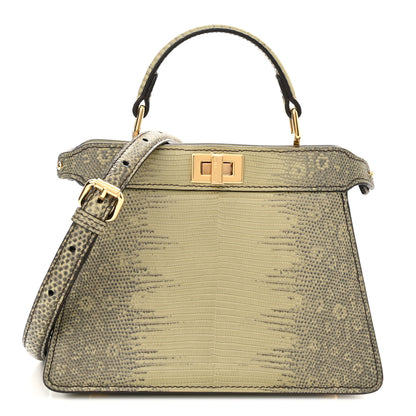 Fendi Lizard Togo Lucido Petite Peekaboo I SEE U Satchel Green Tea 1 of 11