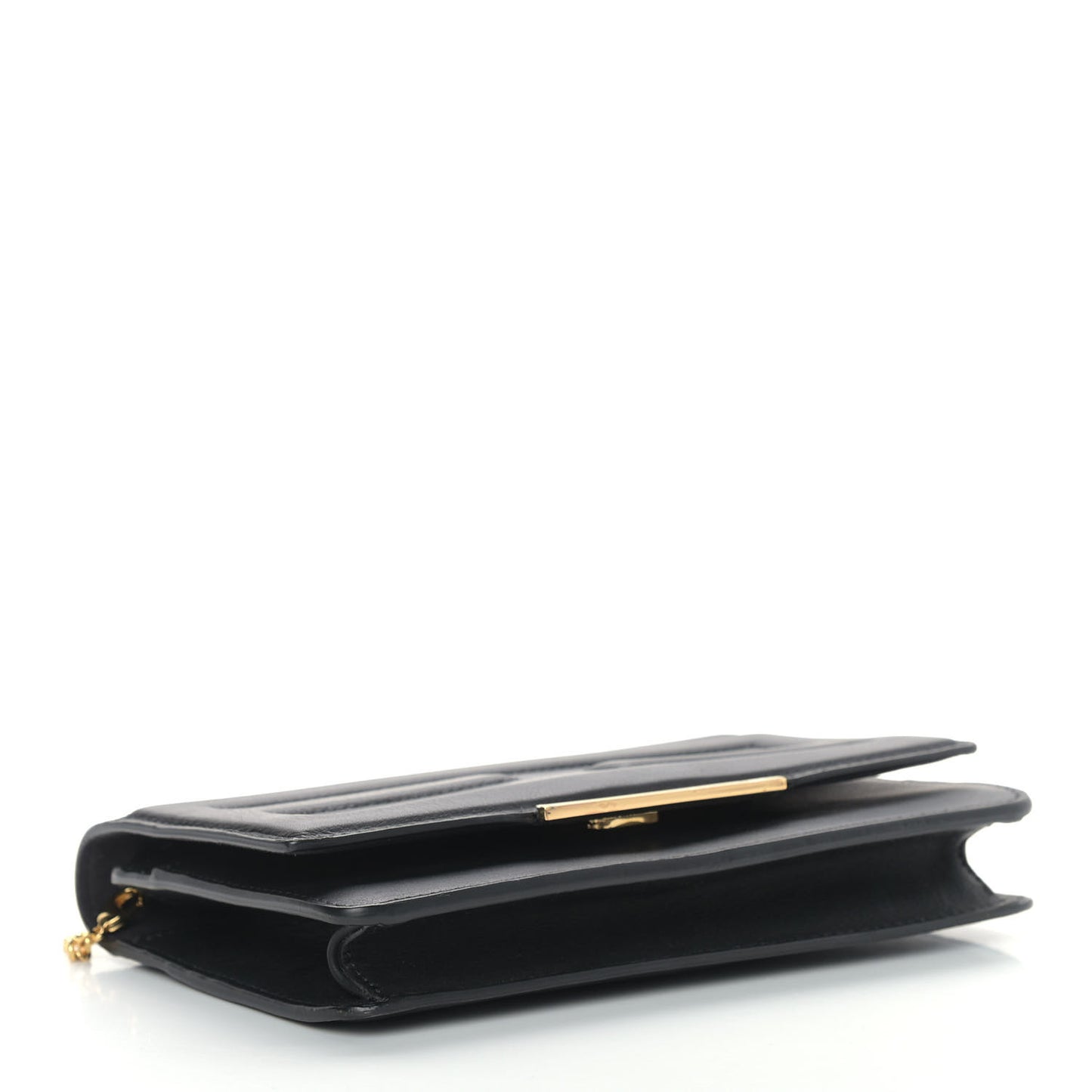 Vitello Flamingo Tube Wallet on Chain Black