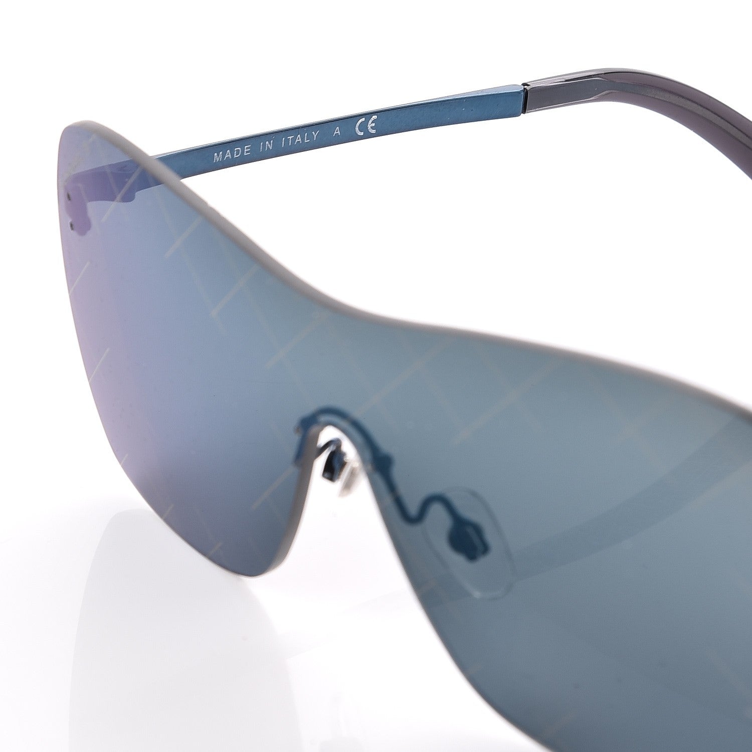 Chanel Shield Runway Sunglasses 4215 Silver Blue Mirror 6 of 8