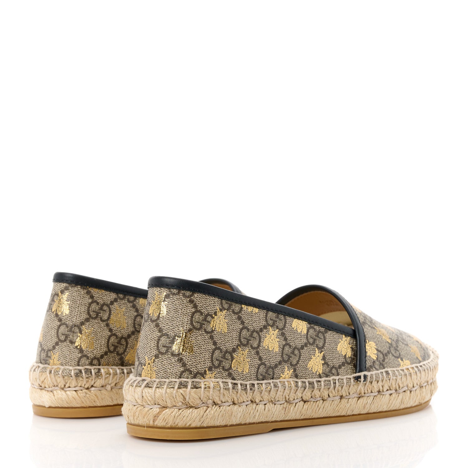 Gucci GG Supreme Monogram Bees Espadrille Flats 36 Beige Ebony Oro Black 4 of 12