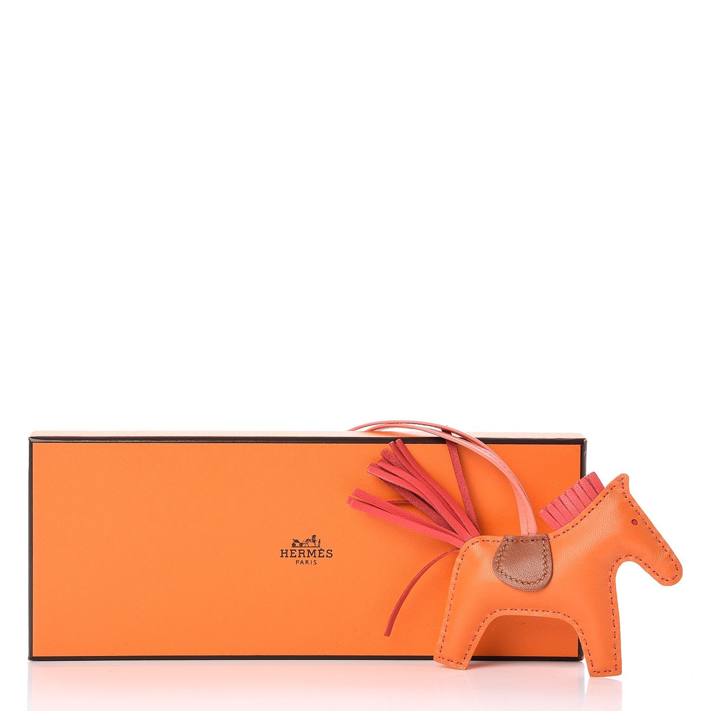 Milo Lambskin Grigri Rodeo Horse Bag Charm PM Orange Bougainvillea Gold Flamingo