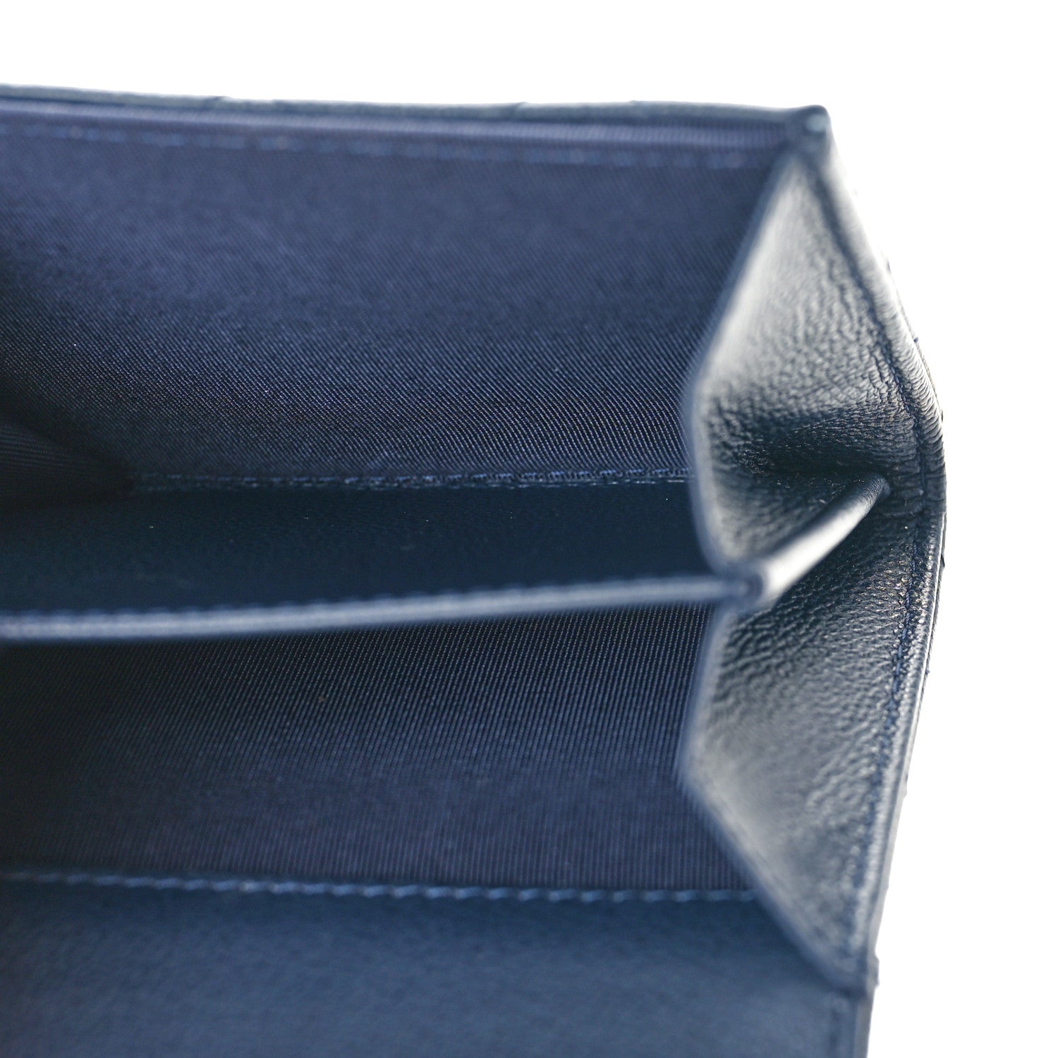 Chanel Grained Calfskin Quilted CC Box Compact Flap Wallet Navy Blue 5 of 8