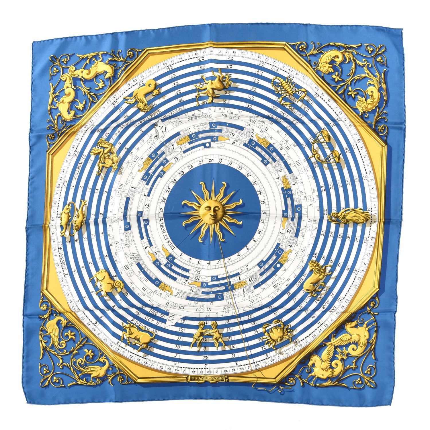 Hermes Silk Astrologie Scarf 90 Bleu Cobalt Vieil 1 of 2