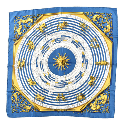 Hermes Silk Astrologie Scarf 90 Bleu Cobalt Vieil 1 of 2