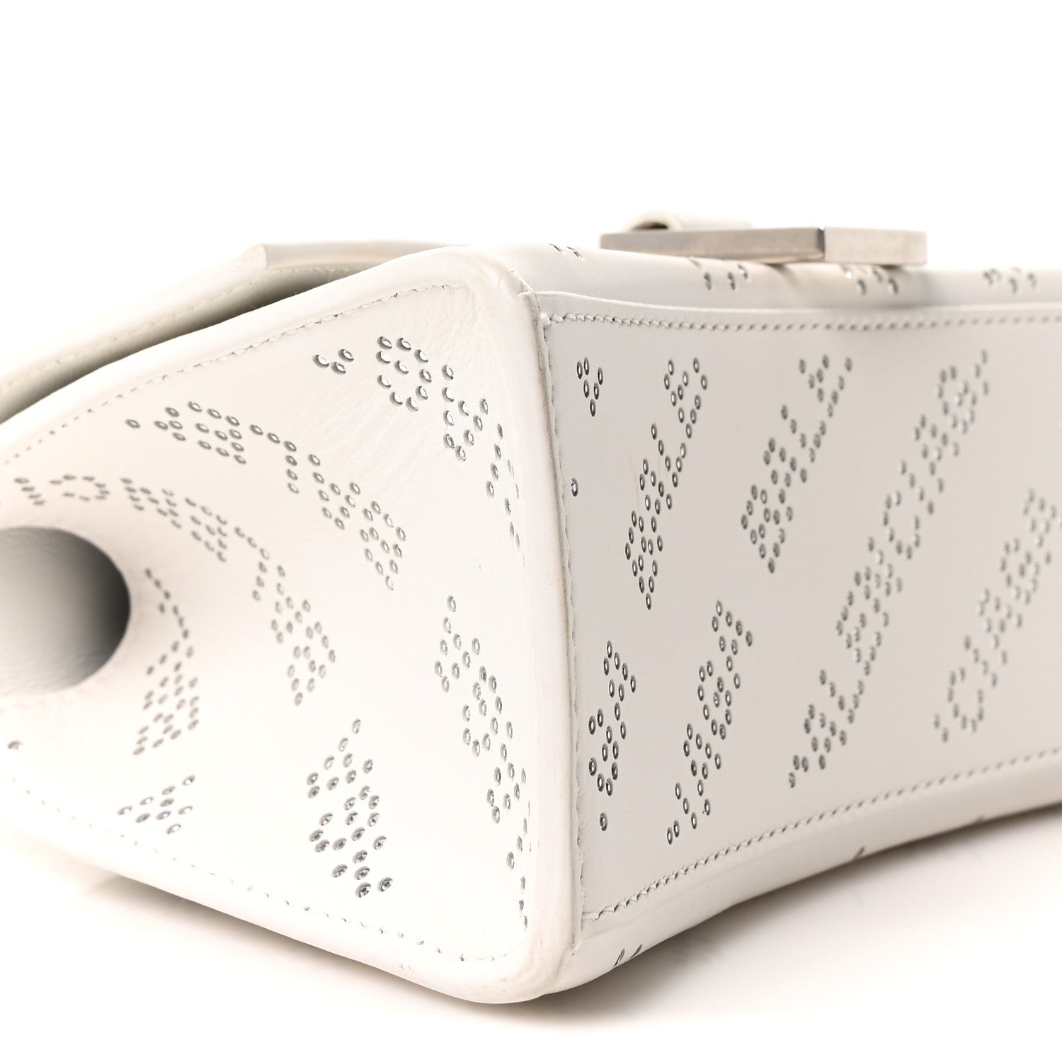 Balenciaga Smooth Calfskin Crystal Diagonal Allover Logo Hourglass Top Handle Bag XS Optic White 10 of 11