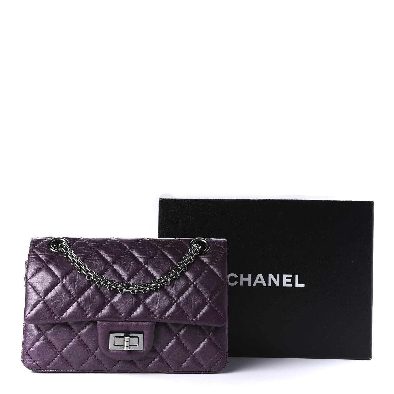 Chanel Aged Calfskin Quilted 2.55 Reissue 224 Flap Purple 11 of 11