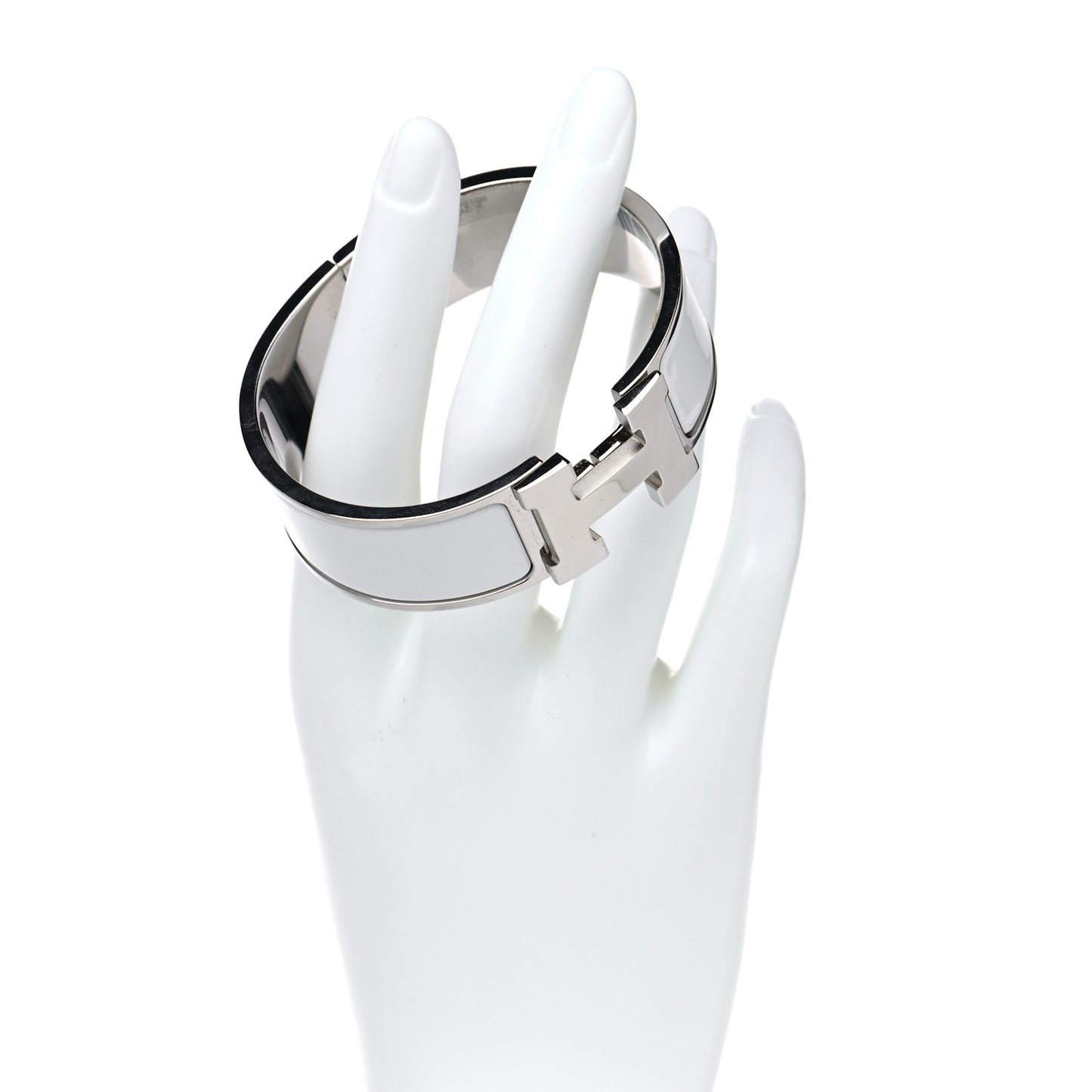 Enamel Wide Clic Clac H Bracelet GM White