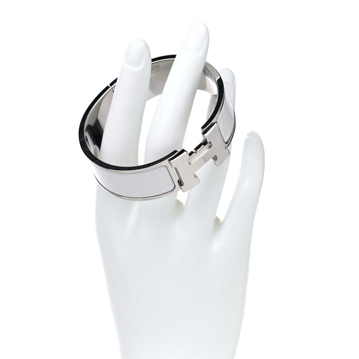 Hermes Enamel Wide Clic Clac H Bracelet GM White 2 of 6