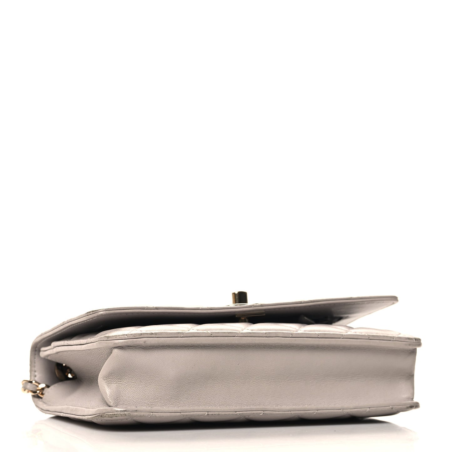 Lambskin Quilted Trendy CC Wallet On Chain WOC Grey