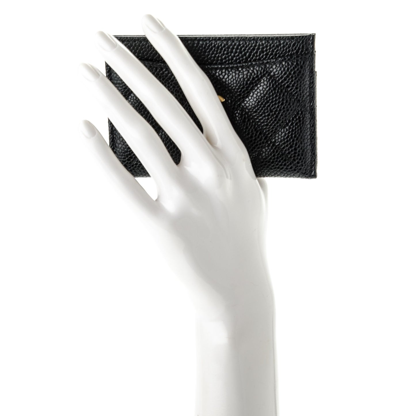 Caviar Quilted Card Holder Black